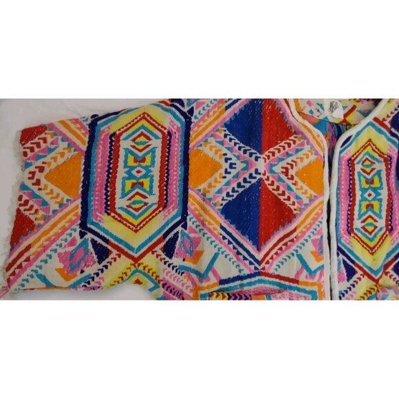 Anthropologie DRA GEO KIMONO Los Angeles Top Size Medium Multicolor 3/4 Sleeve - Picture 5 of 13